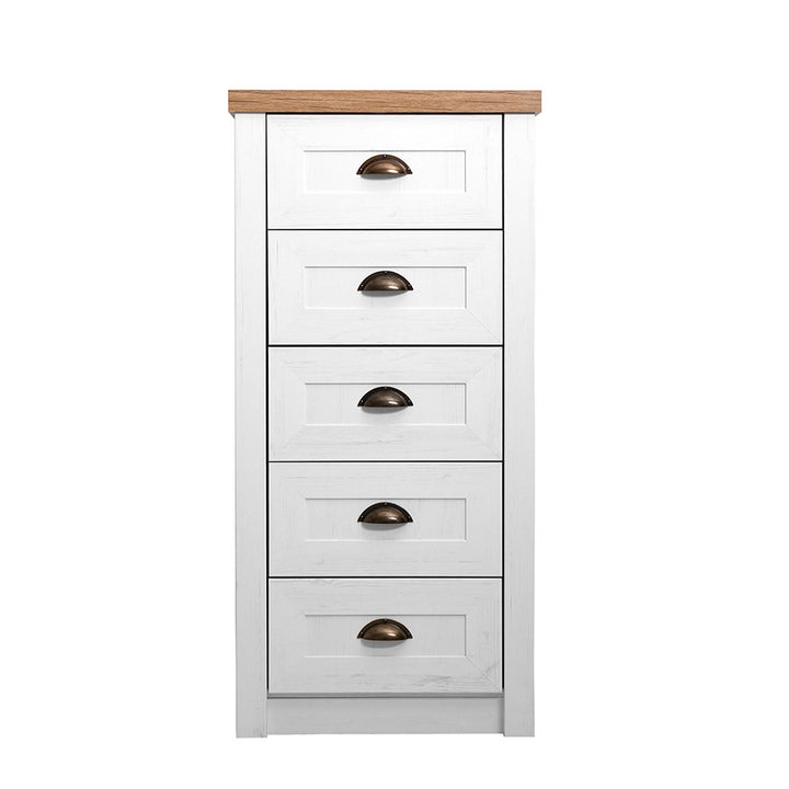 White Five Drawer Dresser